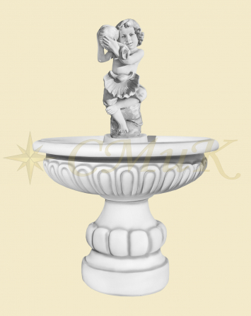 Фигурка (скульптура) фонтан мальчик с ракушками нов большая из бетона