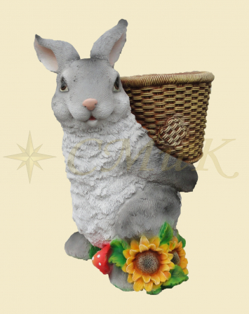 Фигурка для сада кашпо заяц с корзиной